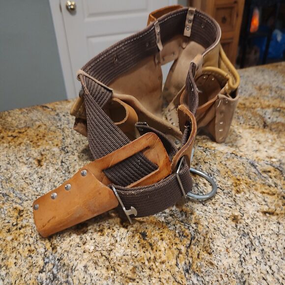 Square Pocket Genuine Suede Leather Action Tool Belts Brown Leathercraft LA 427 - Picture 4 of 10